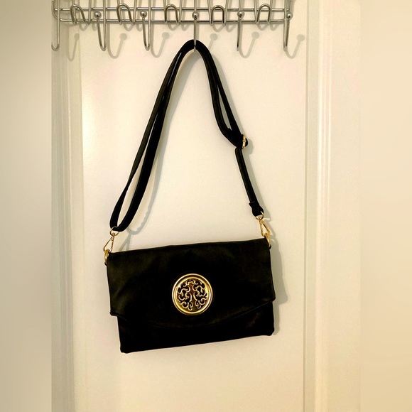 MIA Handbags - Mia K Farrrow black and gold medallion crossbody bag multiple pockets